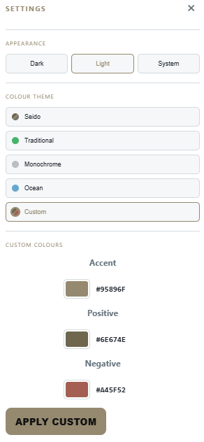 Journal appearance settings